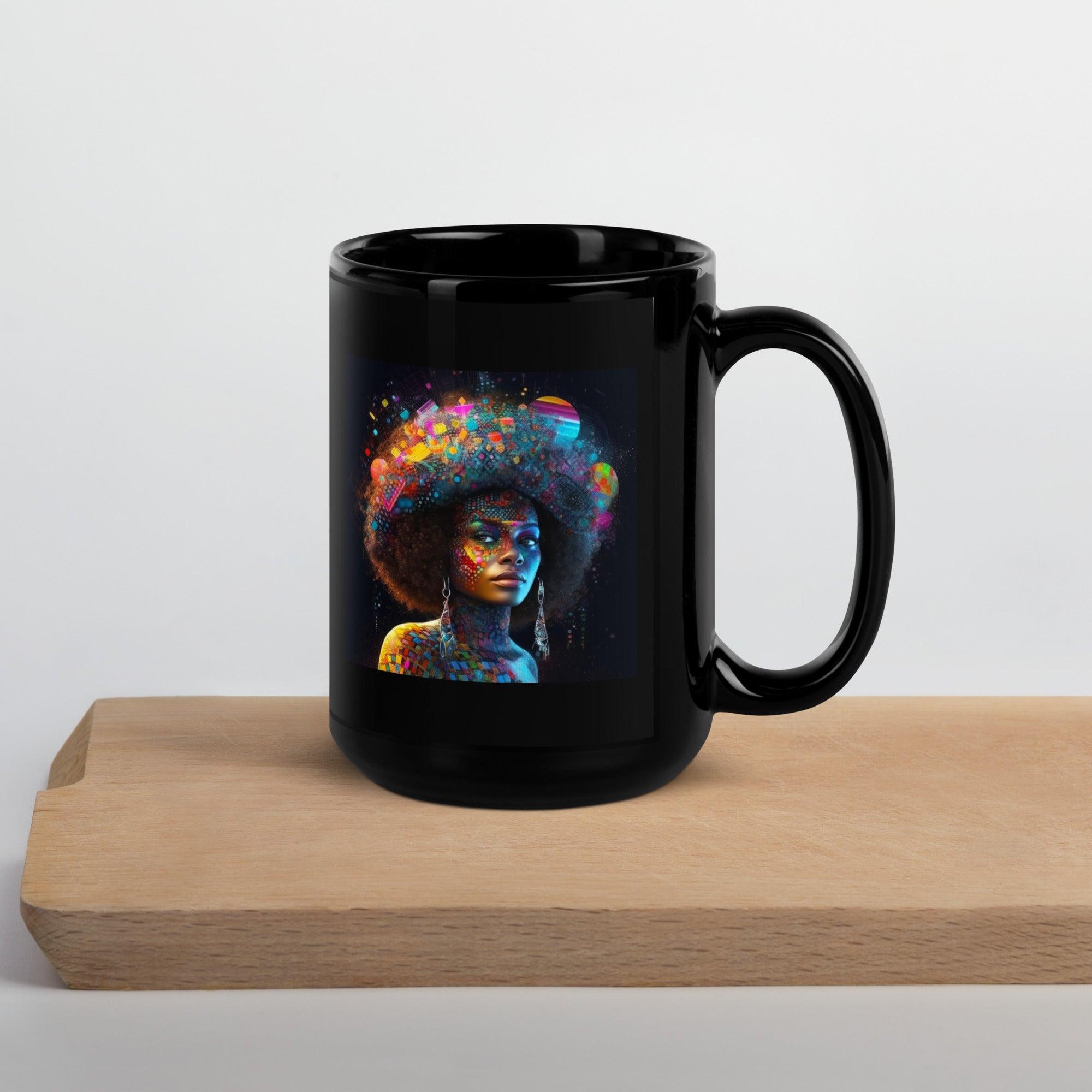 Pen and Paper Passion III Black Glossy Mug Front View