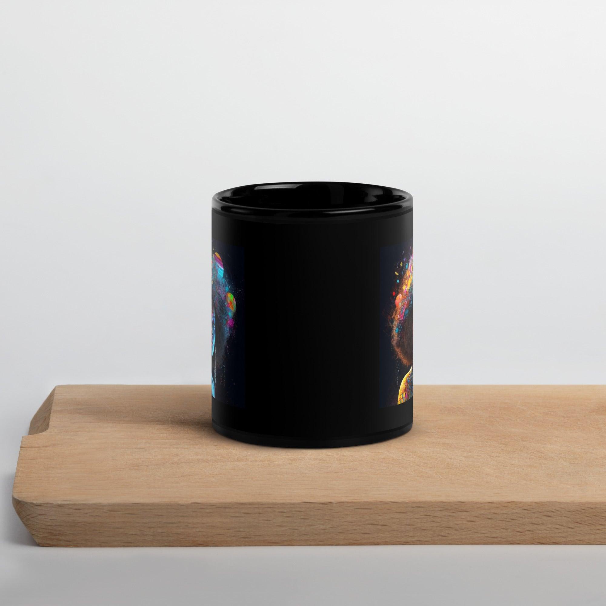 Pen and Paper Passion III Black Glossy Mug Side View