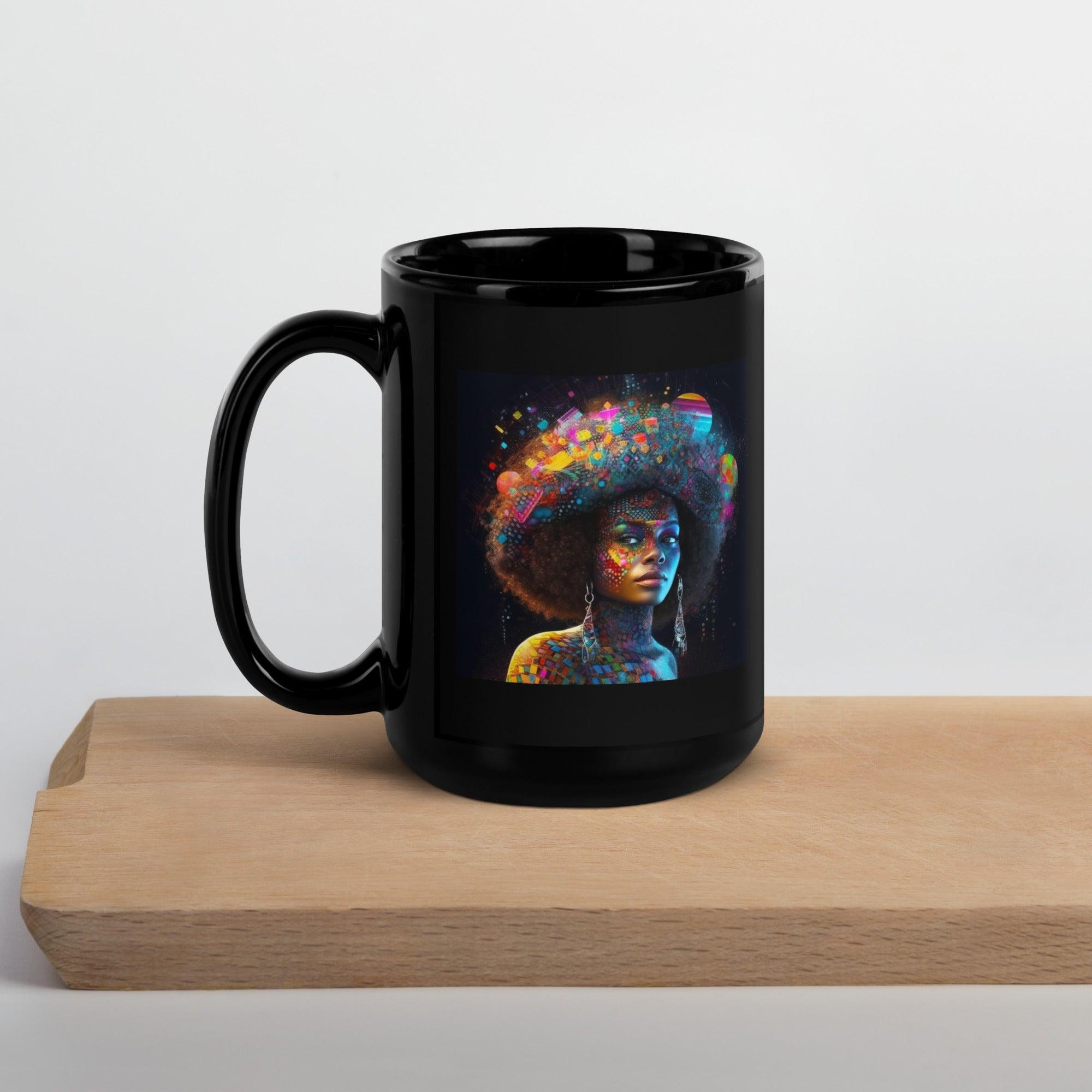 Pen and Paper Passion III Black Glossy Mug with Beverage