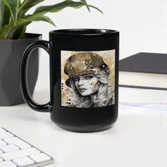 Pen and Paper Prodigy Black Glossy Mug - Front View