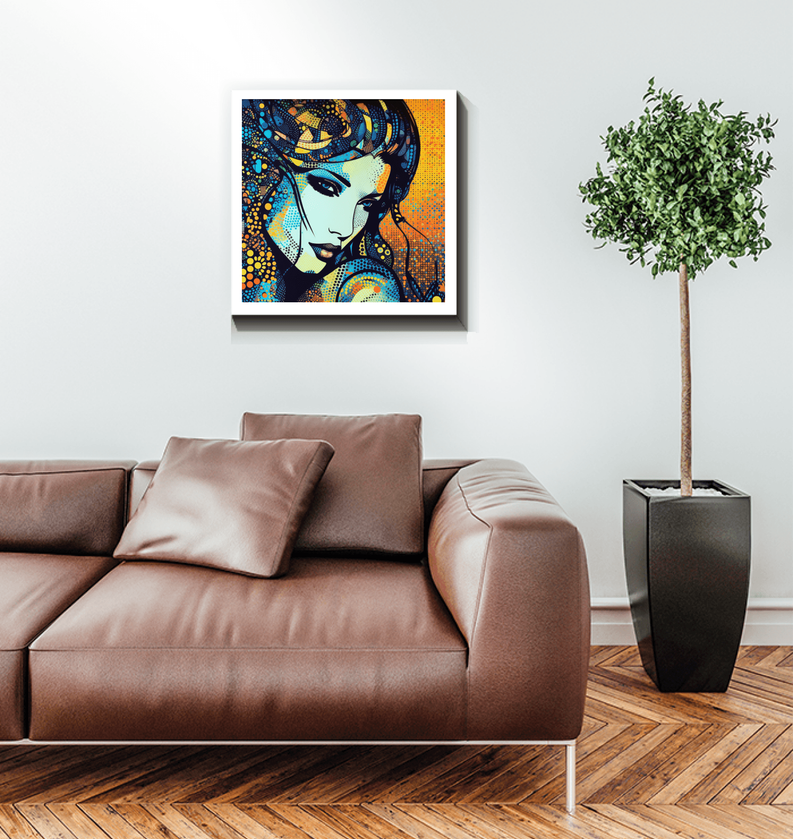 Bright and airy bedroom featuring Pen Pals Canvas Art.