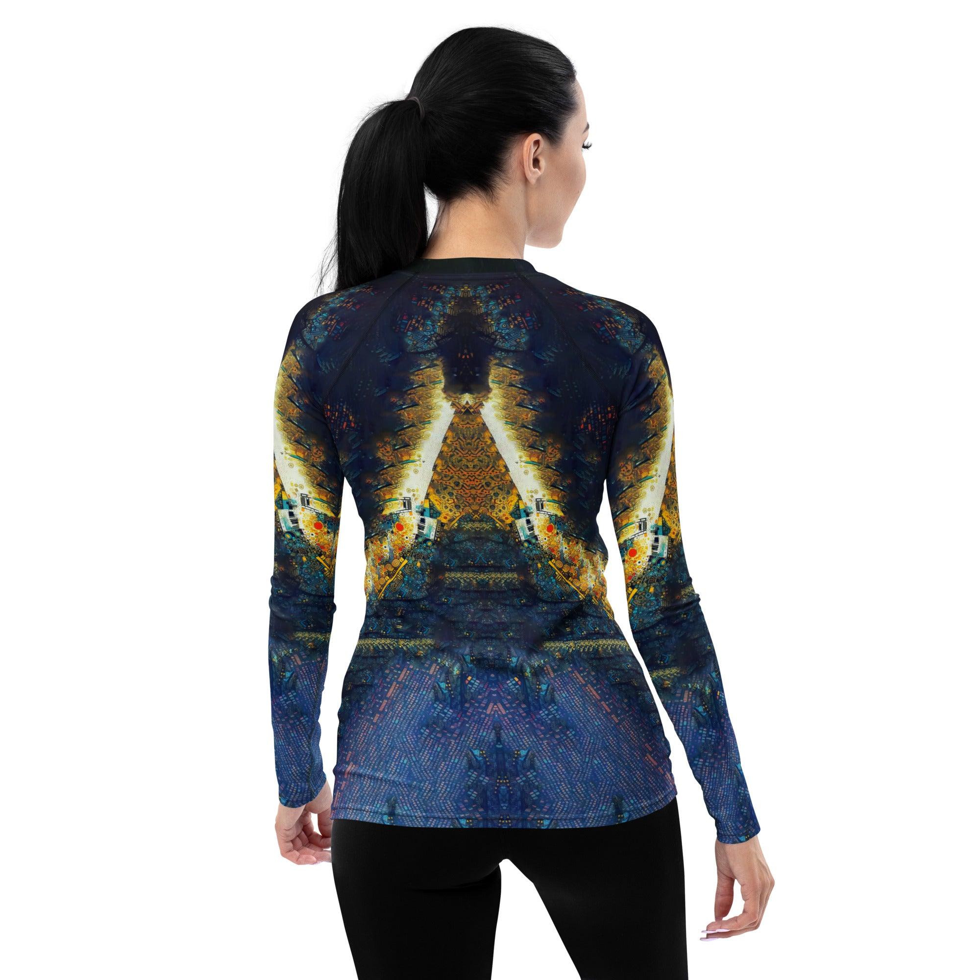 Stylish Pencil Perfection III rash guard for women in action.