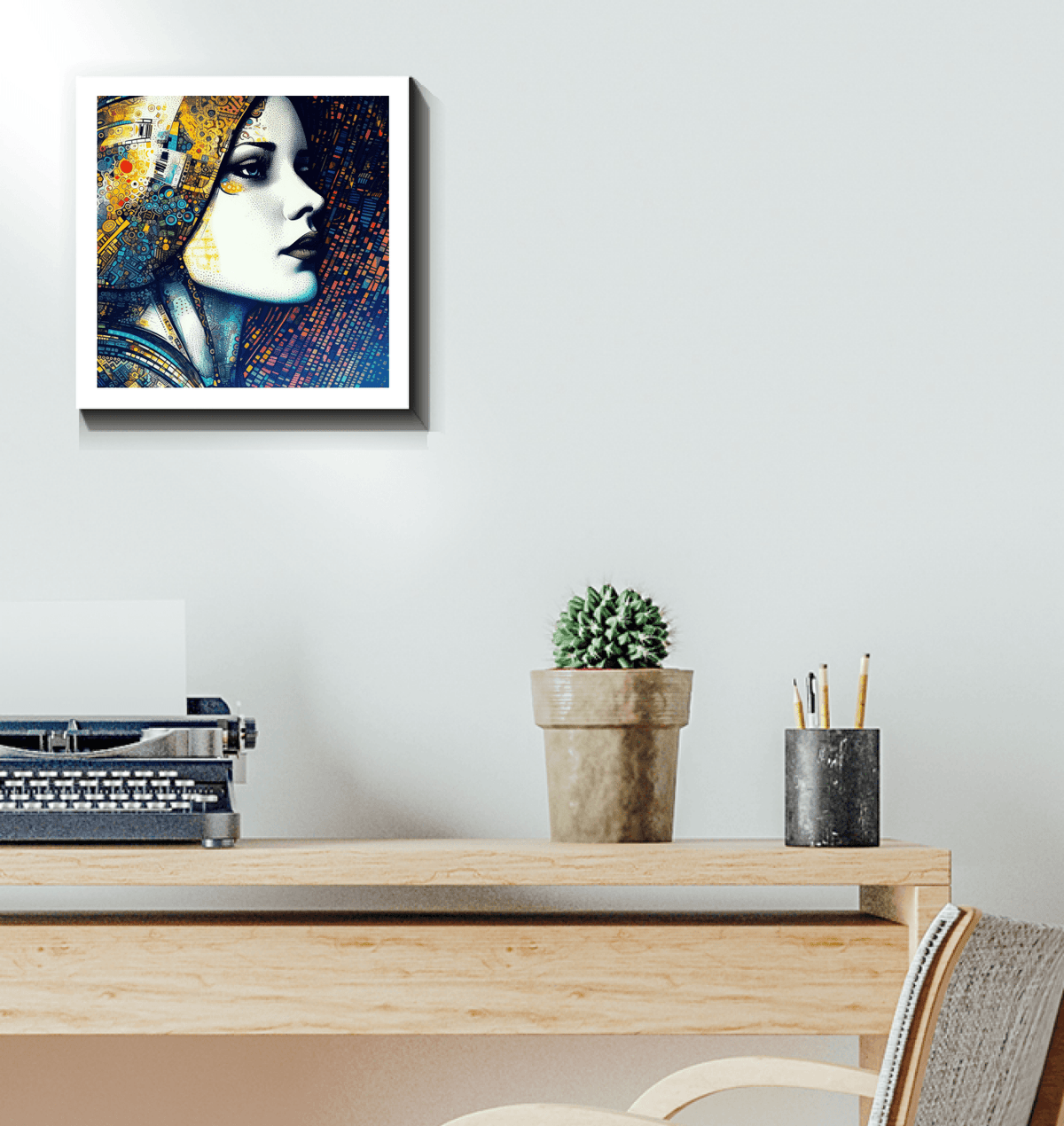 Detailed view of Pencil Perfection III canvas wrap.