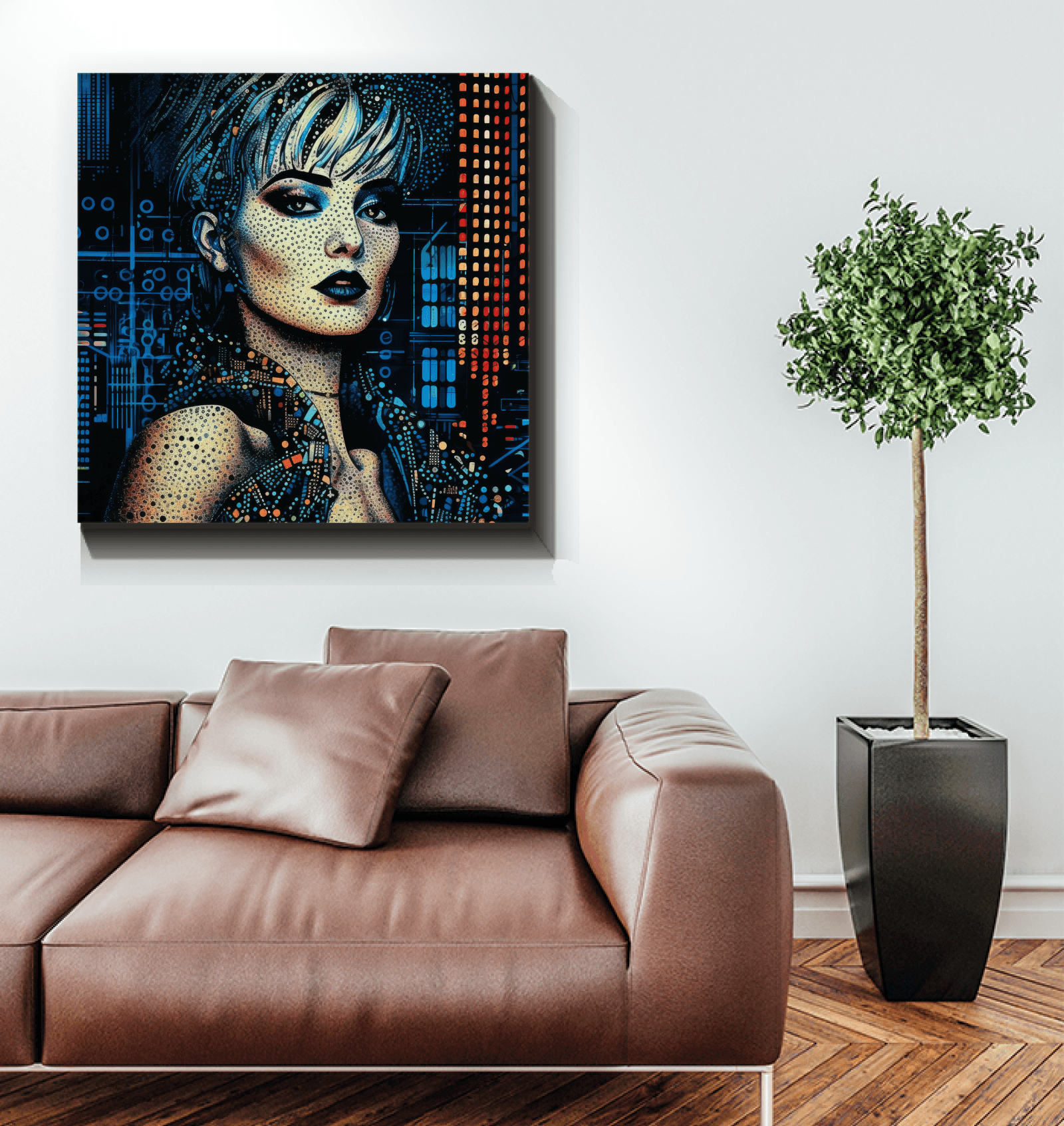 Pencil Perfection Art Canvas hanging in a serene bedroom.