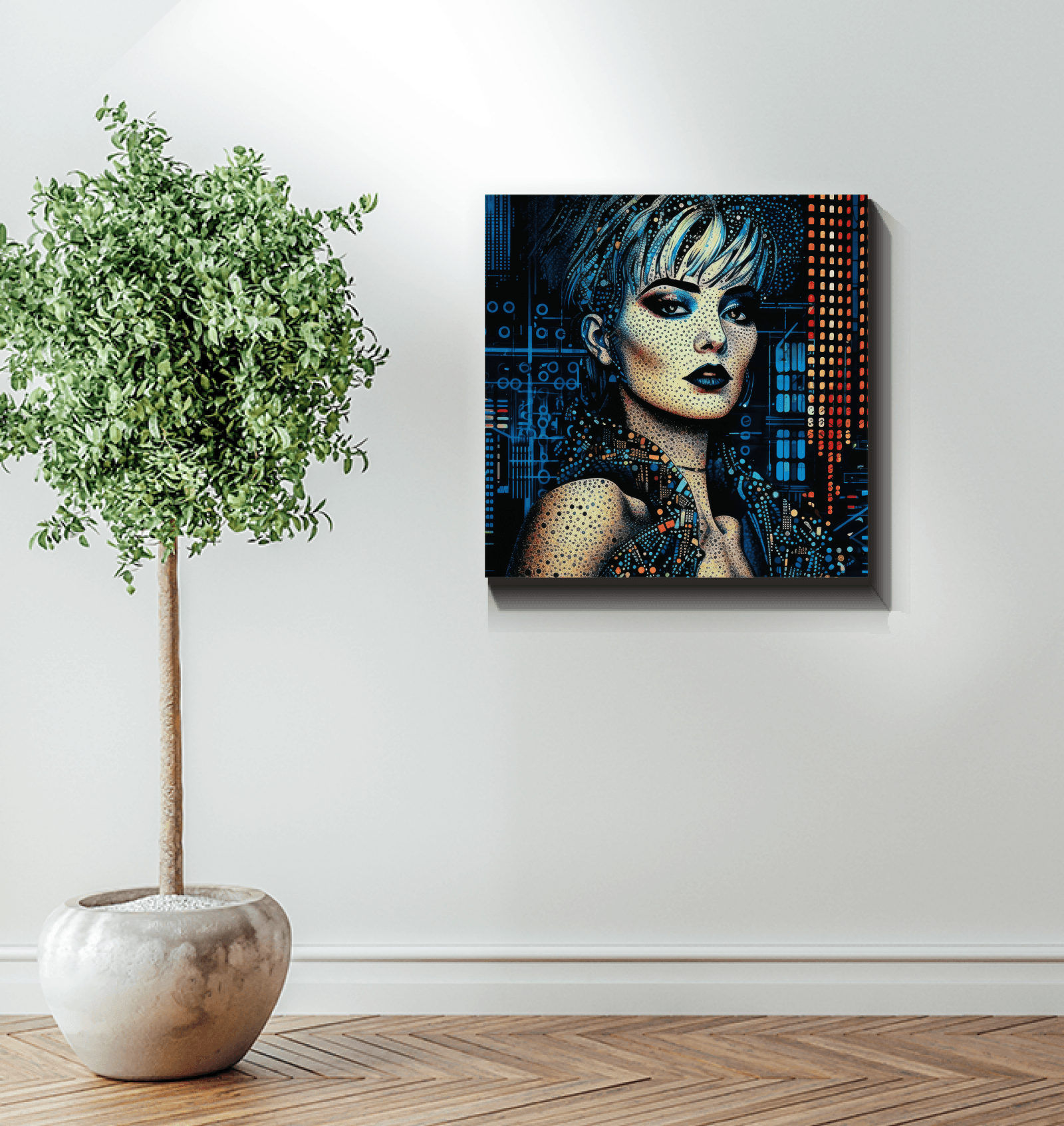Pencil Sketch Masterpiece Wrapped Canvas in artistic setting.