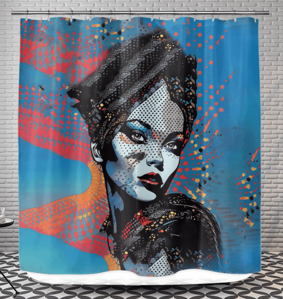 Stylish bathroom decor with pencil-perfectionist pattern shower curtain.
