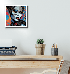 Pencil Perfectionist artwork on canvas displayed in a gallery setting.