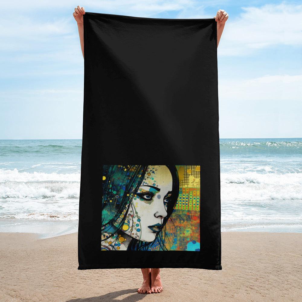 Pencil Play Towel with artistic pencil sketch design for bathrooms.