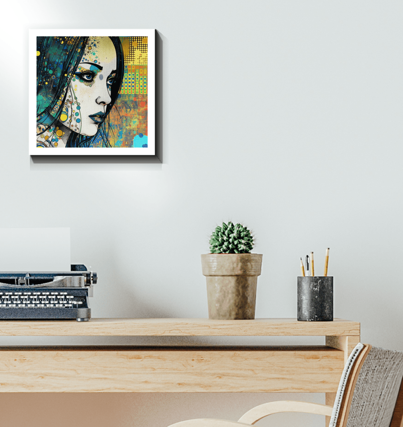 Intricate Pencil Design on Wrapped Canvas.