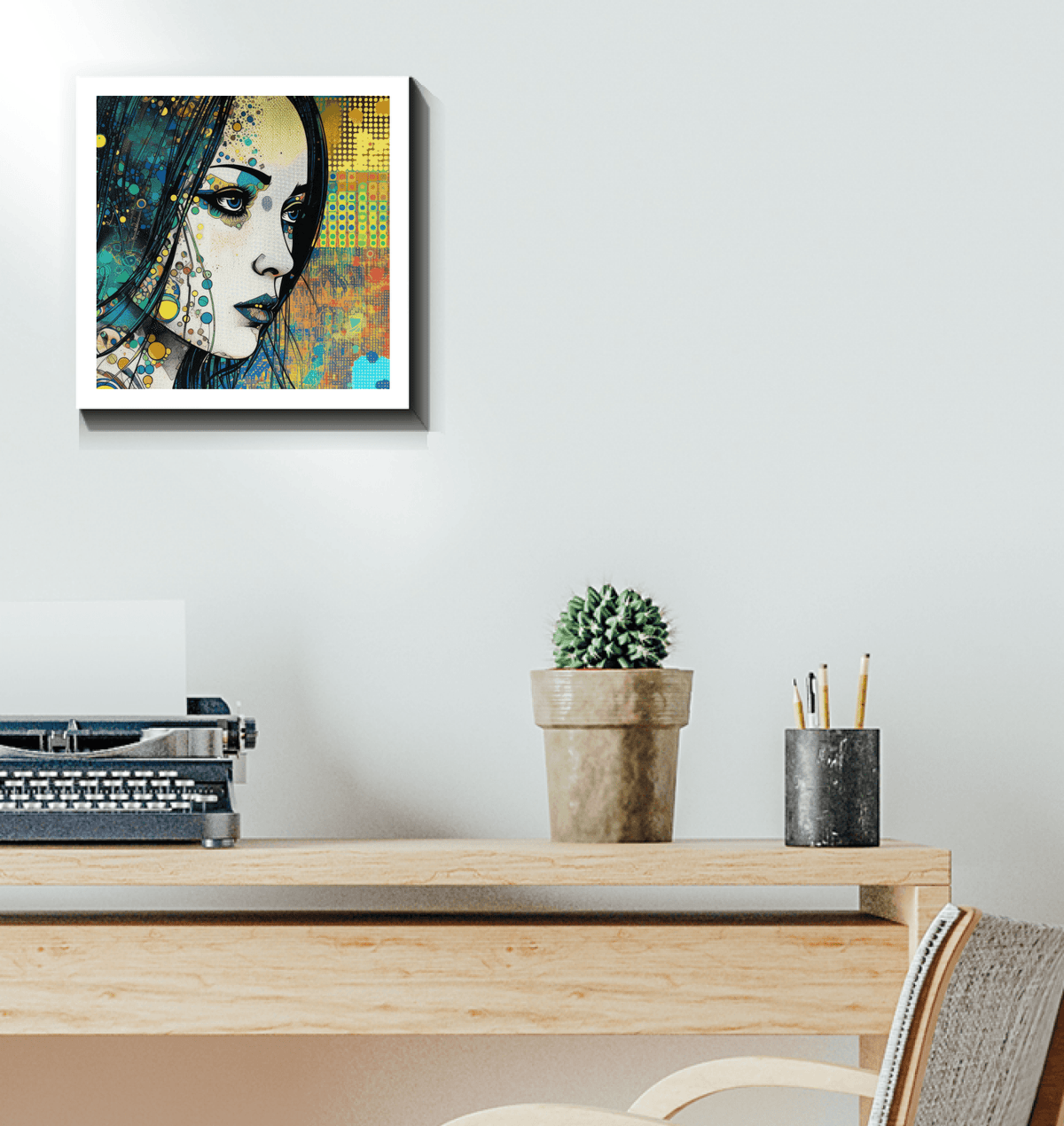 Intricate Pencil Design on Wrapped Canvas.