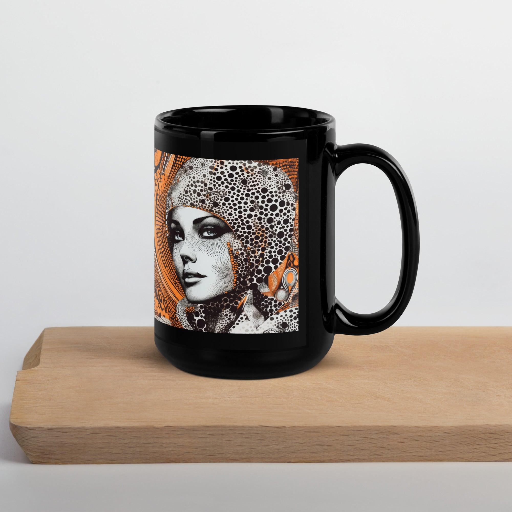 Stylish black glossy mug for coffee or tea.