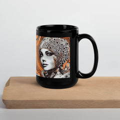 Stylish black glossy mug for coffee or tea.