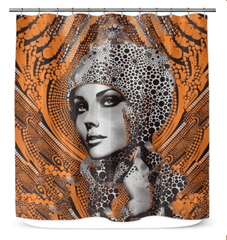 Pencil Ponderings shower curtain featuring unique graphite drawings.