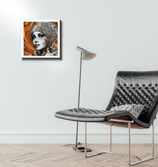 Close-up view of intricate pencil art on wrapped canvas