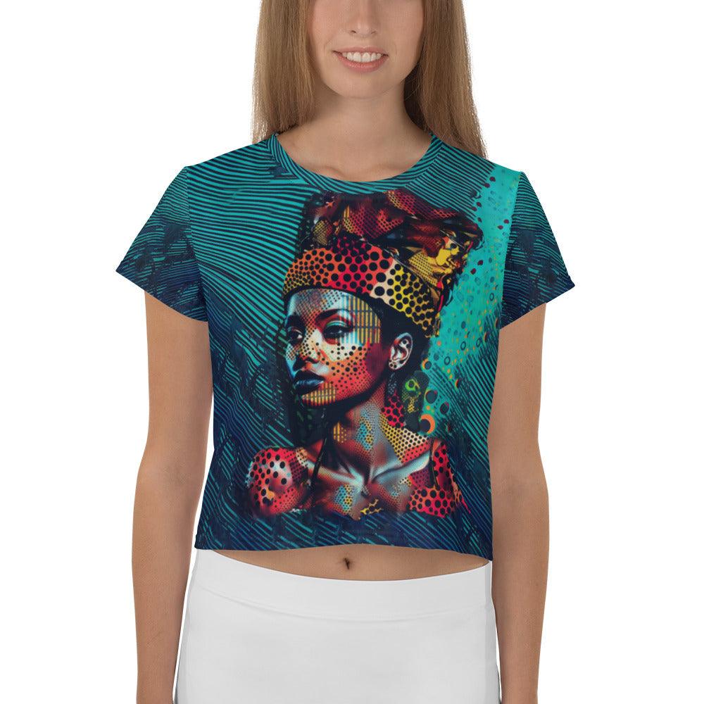 Pencil Portraiture All-Over Print Crop Tee - Beyond T-shirts