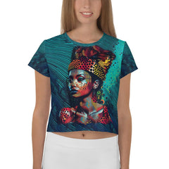 Pencil Portraiture All-Over Print Crop Tee - Beyond T-shirts