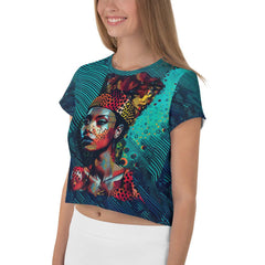 Pencil Portraiture All-Over Print Crop Tee - Beyond T-shirts