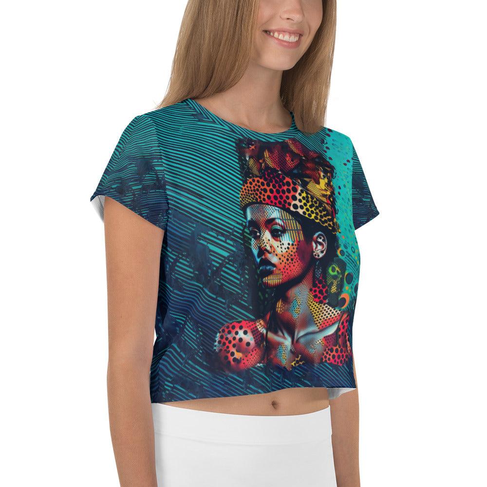 Pencil Portraiture All-Over Print Crop Tee - Beyond T-shirts