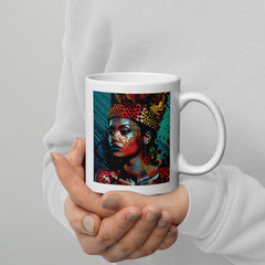 Pencil Portraiture White Glossy Mug Front View