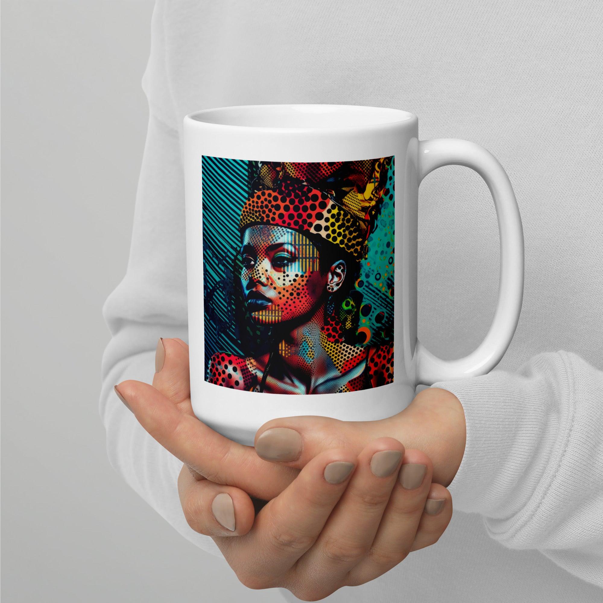 Pencil Portraiture White Glossy Mug Artistic Design