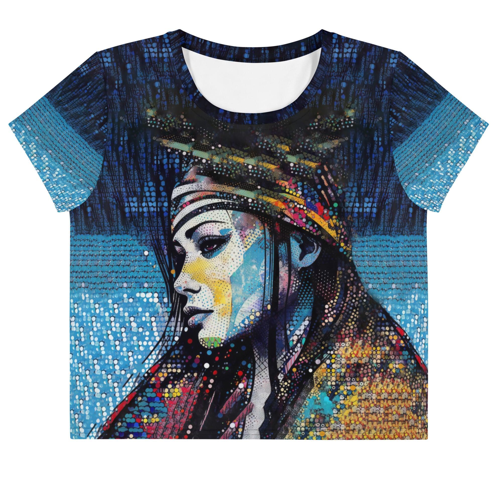 Pencil Power all-over print design on crop tee.