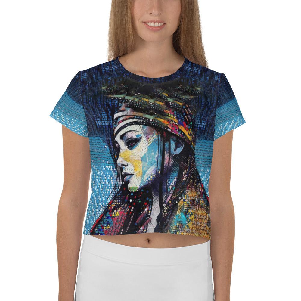 Stylish Pencil Power print crop top for fashion enthusiasts.