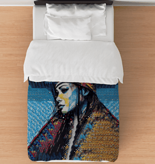 Close-up of Pencil Power Duvet Cover's vibrant design, showcasing artistic pencil motifs.