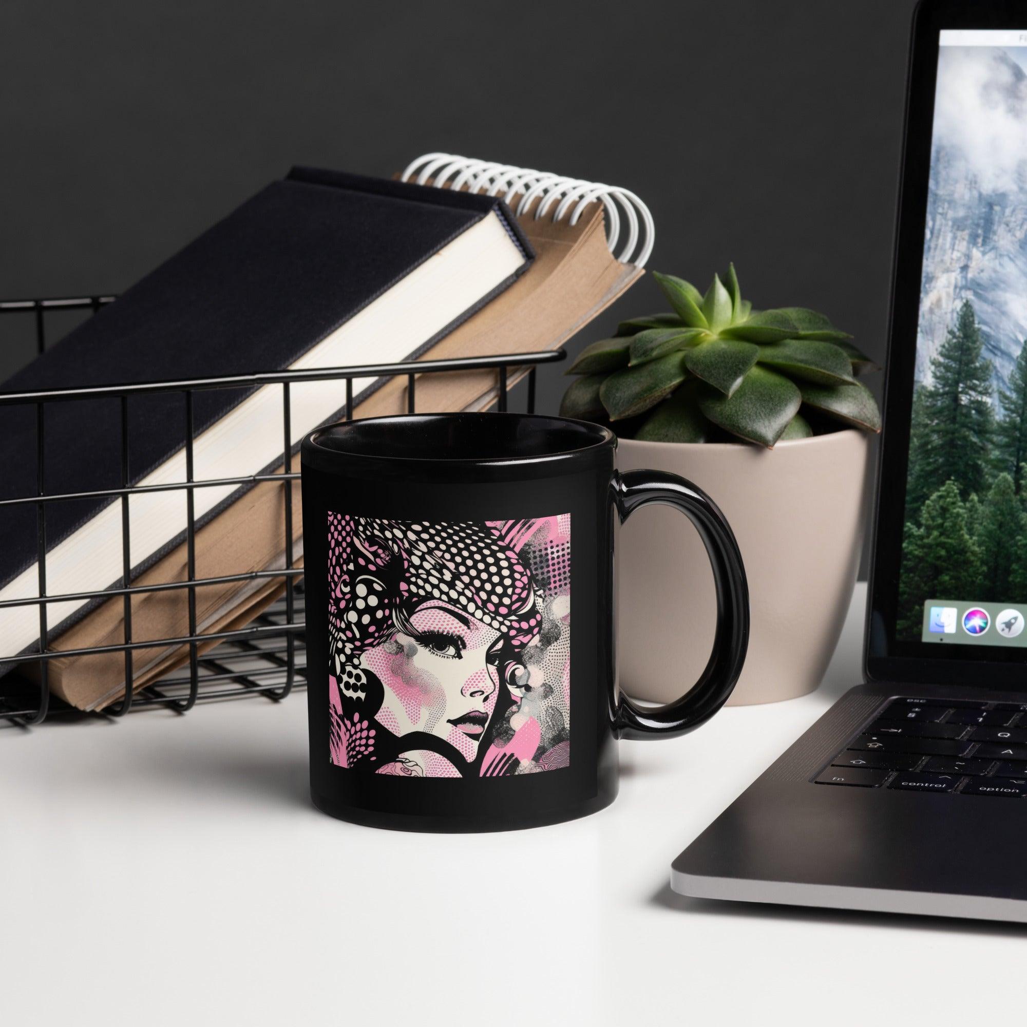 Black Glossy Mug Front View