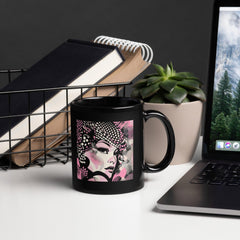 Black Glossy Mug Front View