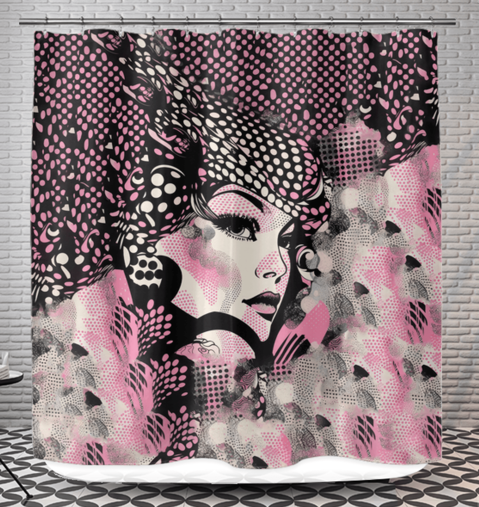 Water-resistant shower curtain with precision pencil sketch pattern.