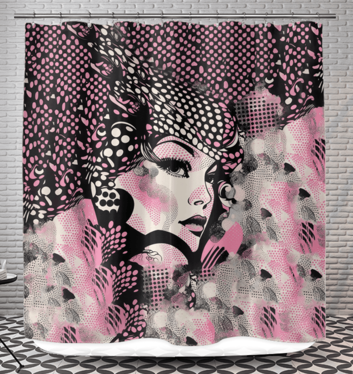 Water-resistant shower curtain with precision pencil sketch pattern.