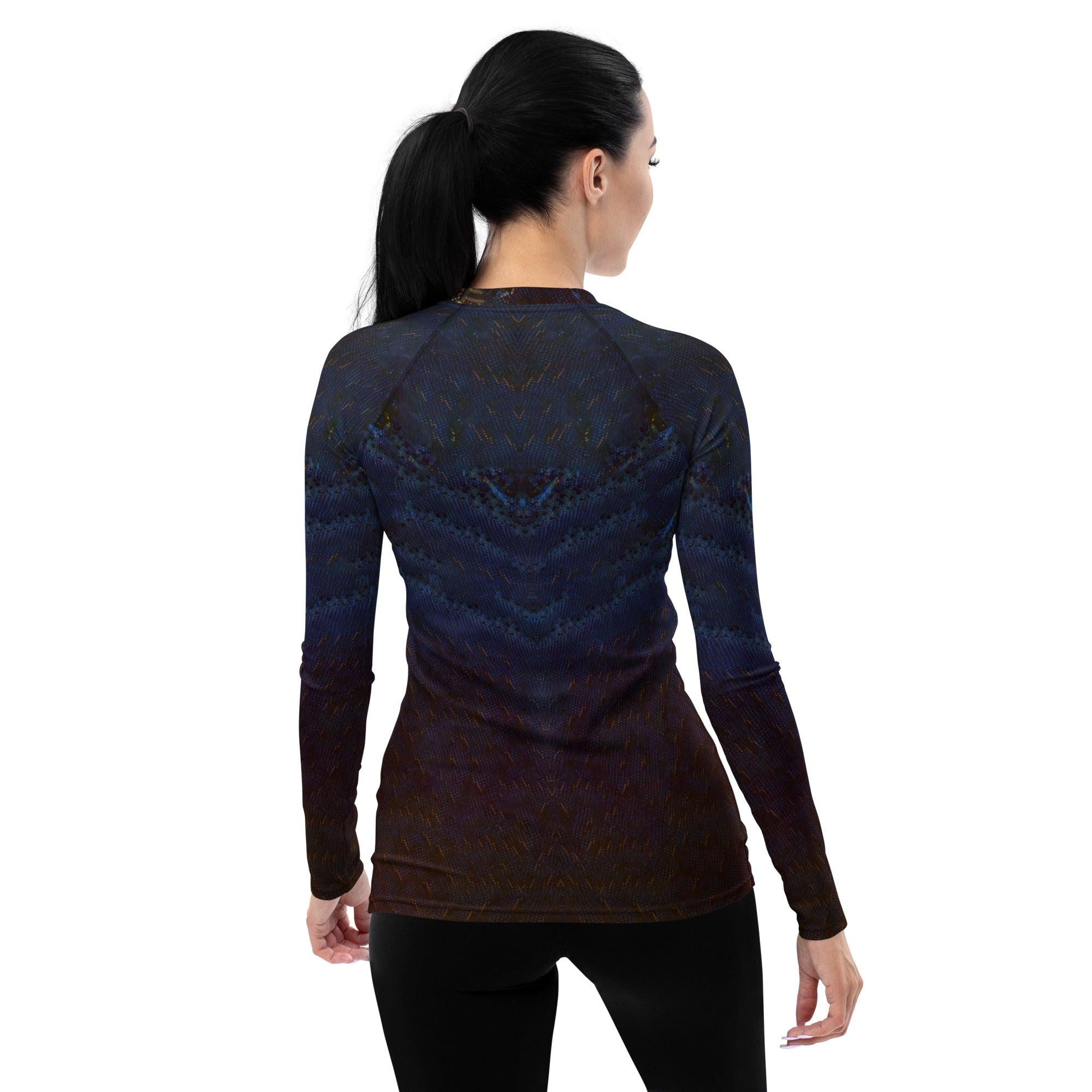 Back View of Pencil Precision Women's Rash Guard.