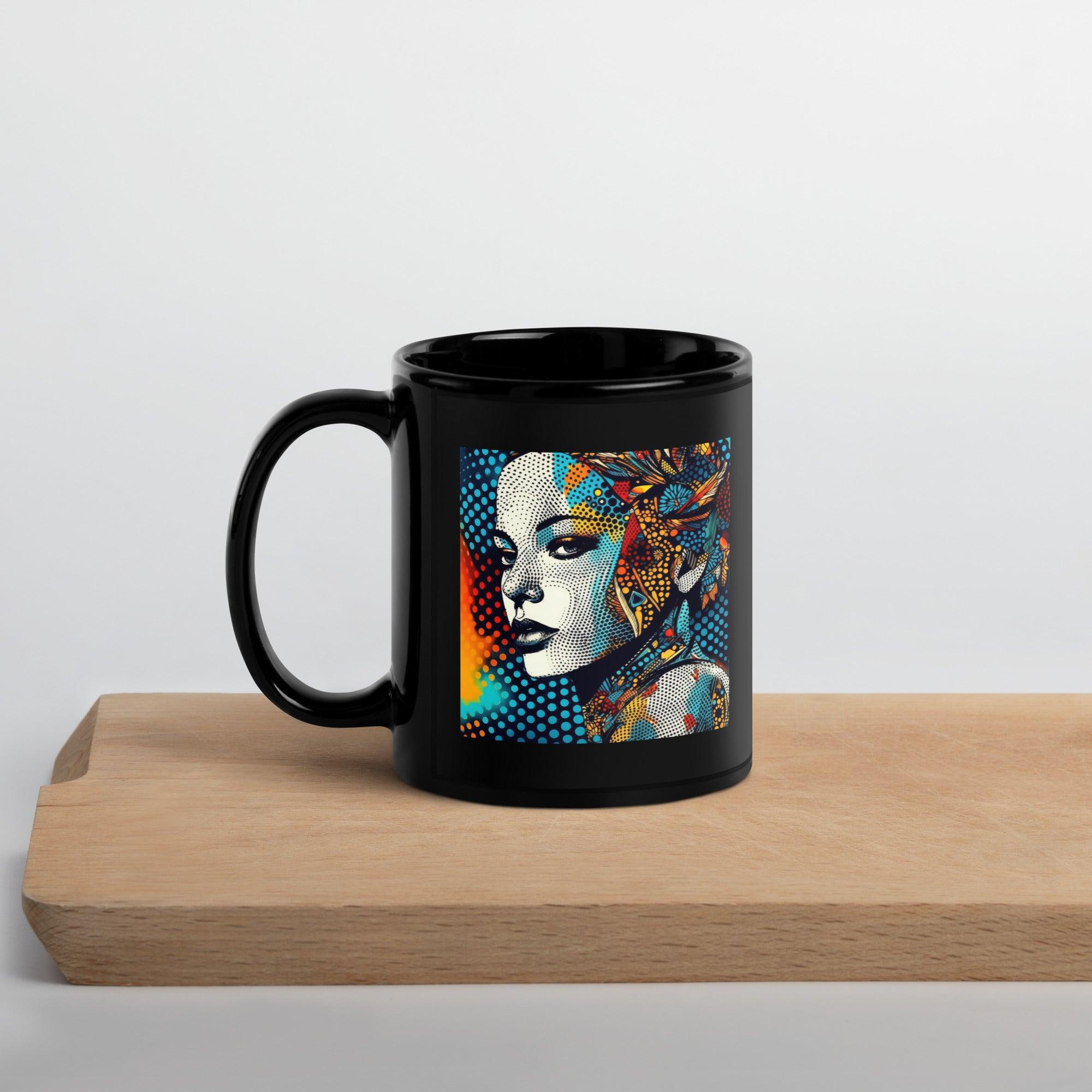 Pencil Progression Black Glossy Mug Side View