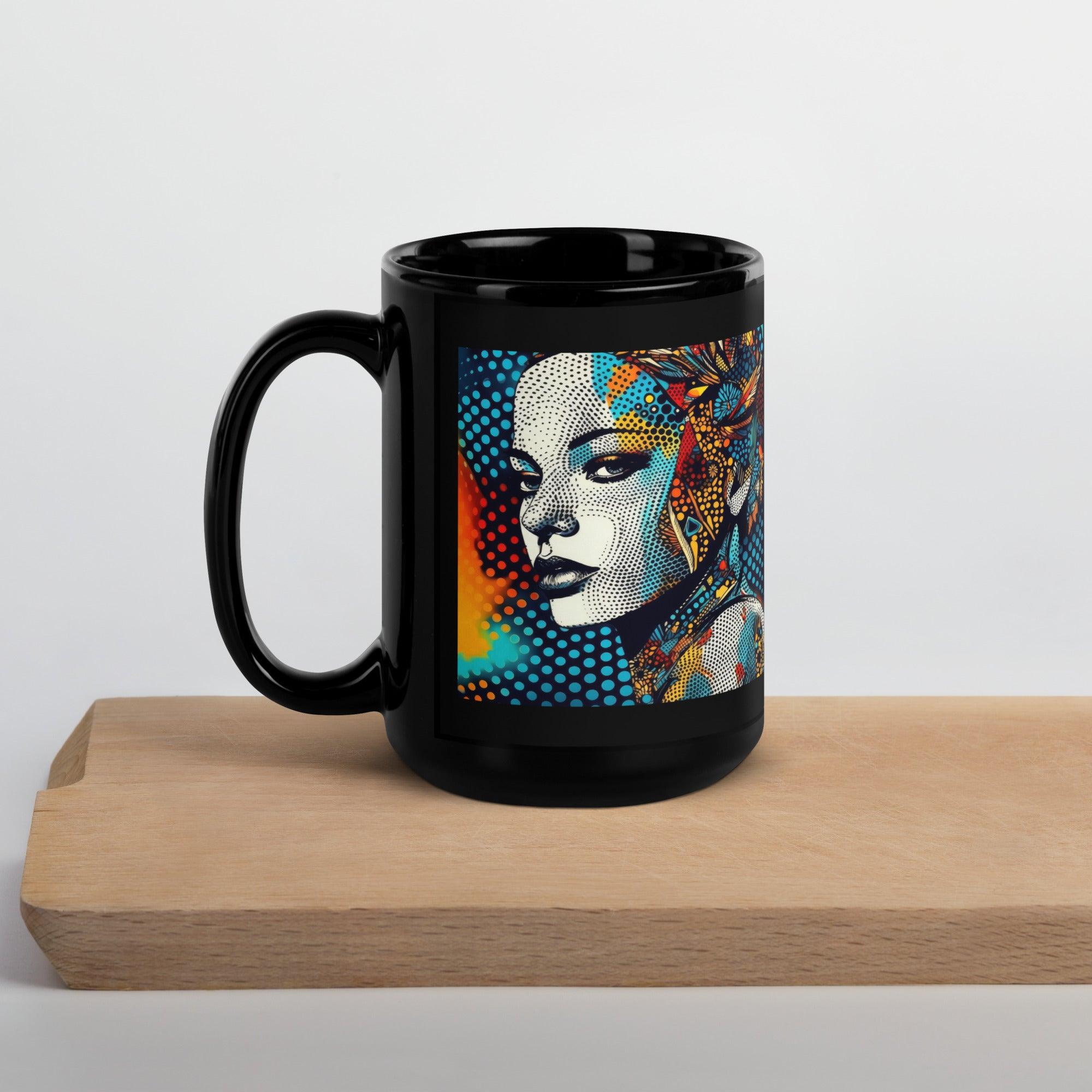 Pencil Progression Black Glossy Mug Close-up