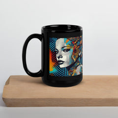 Pencil Progression Black Glossy Mug Close-up