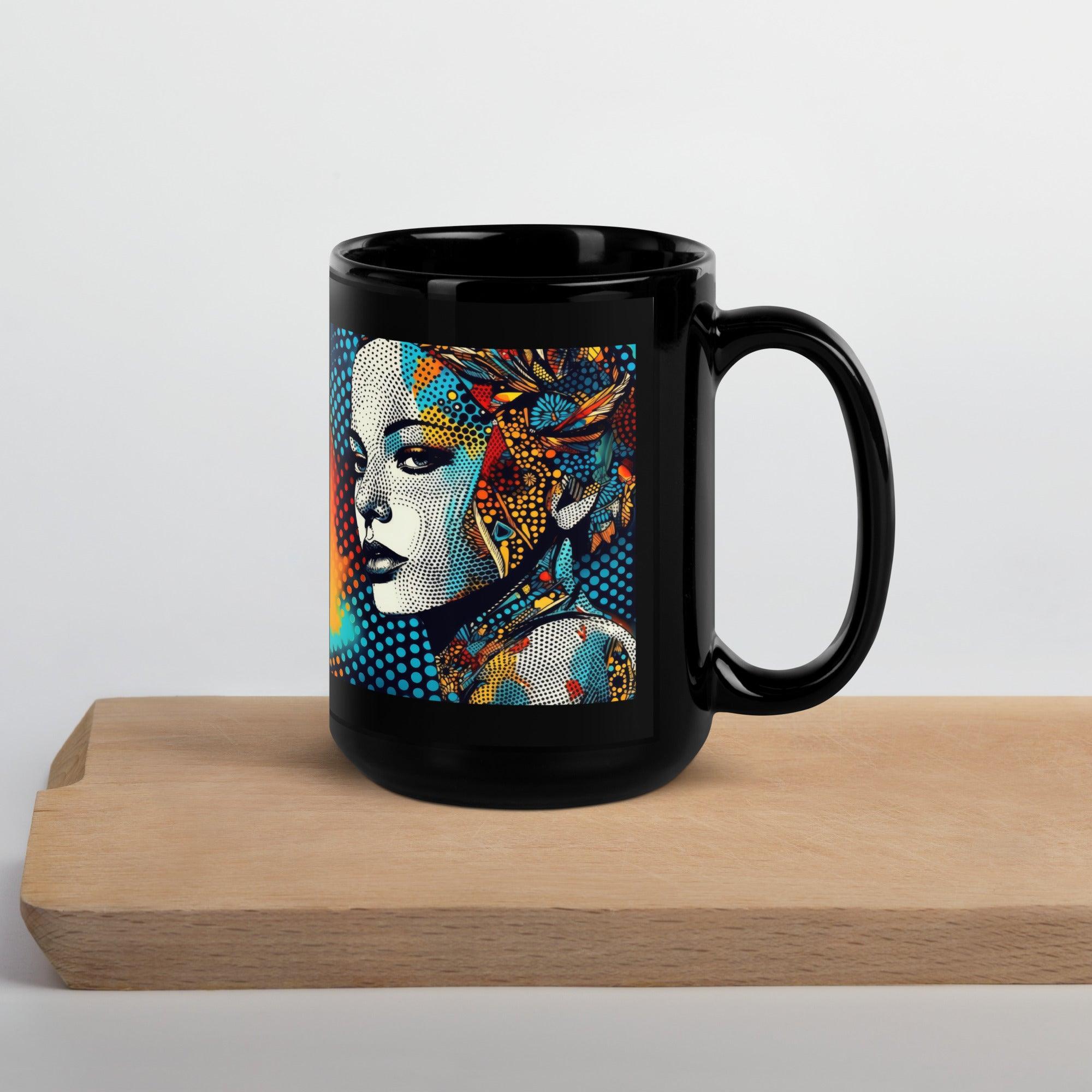 Pencil Progression Black Glossy Mug Top View