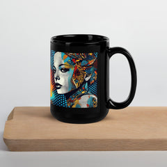 Pencil Progression Black Glossy Mug Top View