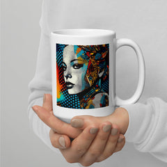 White glossy mug with creative pencil progression artwork for artists