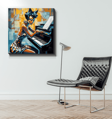 Piano and pop music fusion wrapped canvas for elegant interiors.