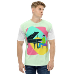 Black T-Shirt with Piano Keys Design