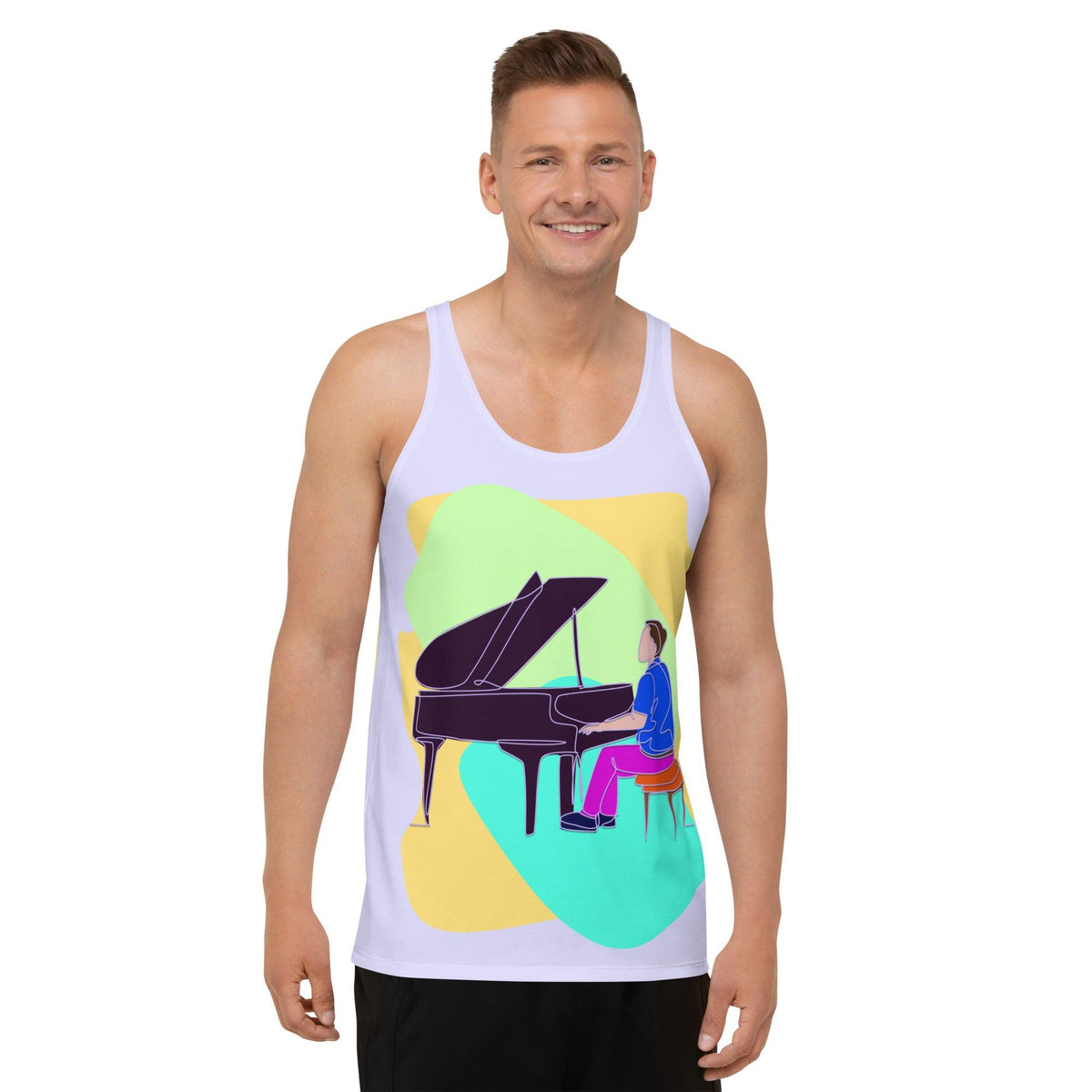Piano Player Unisex Tank Top Front View