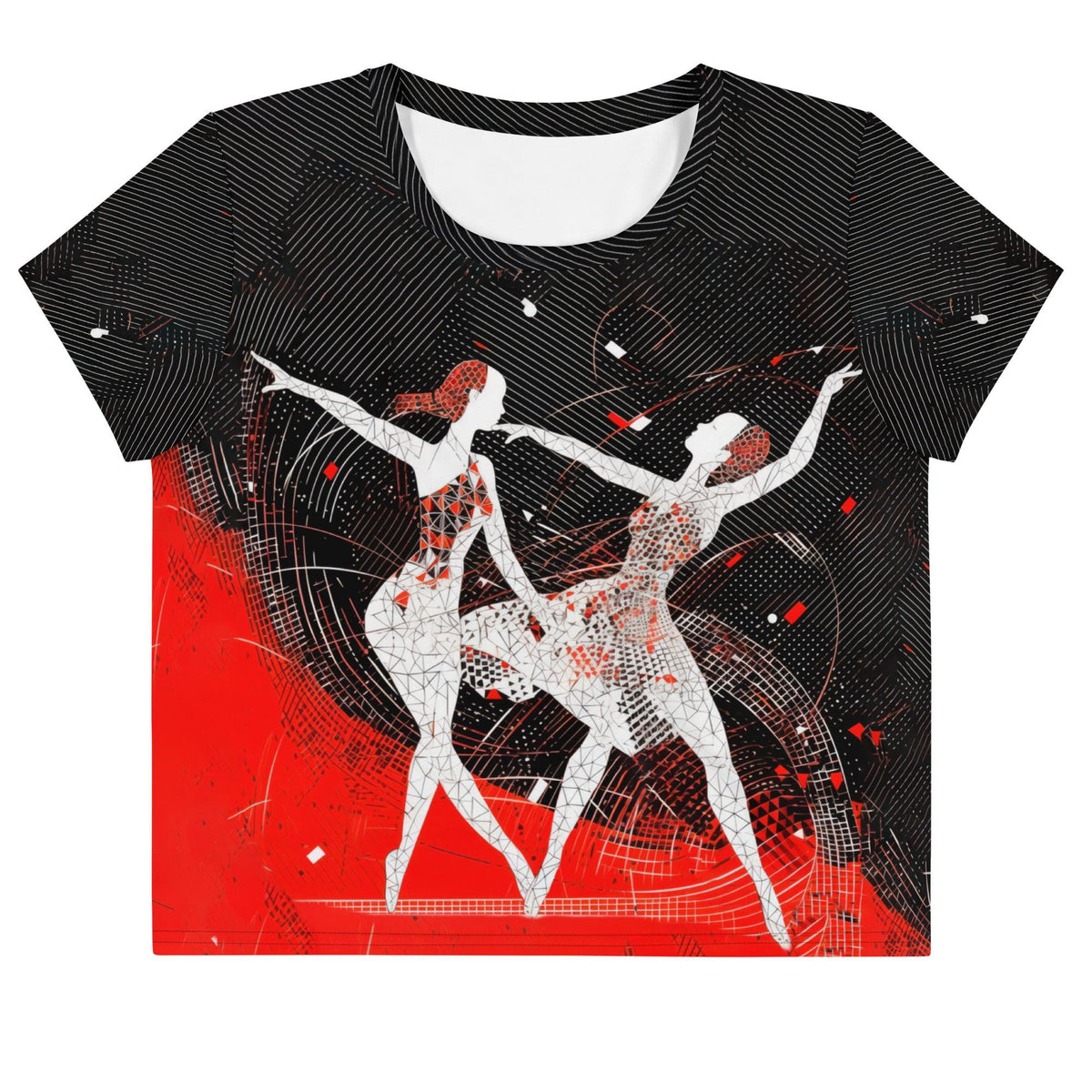 Playful Women's Dance Fashion All-Over Print Crop Tee - Beyond T-shirts