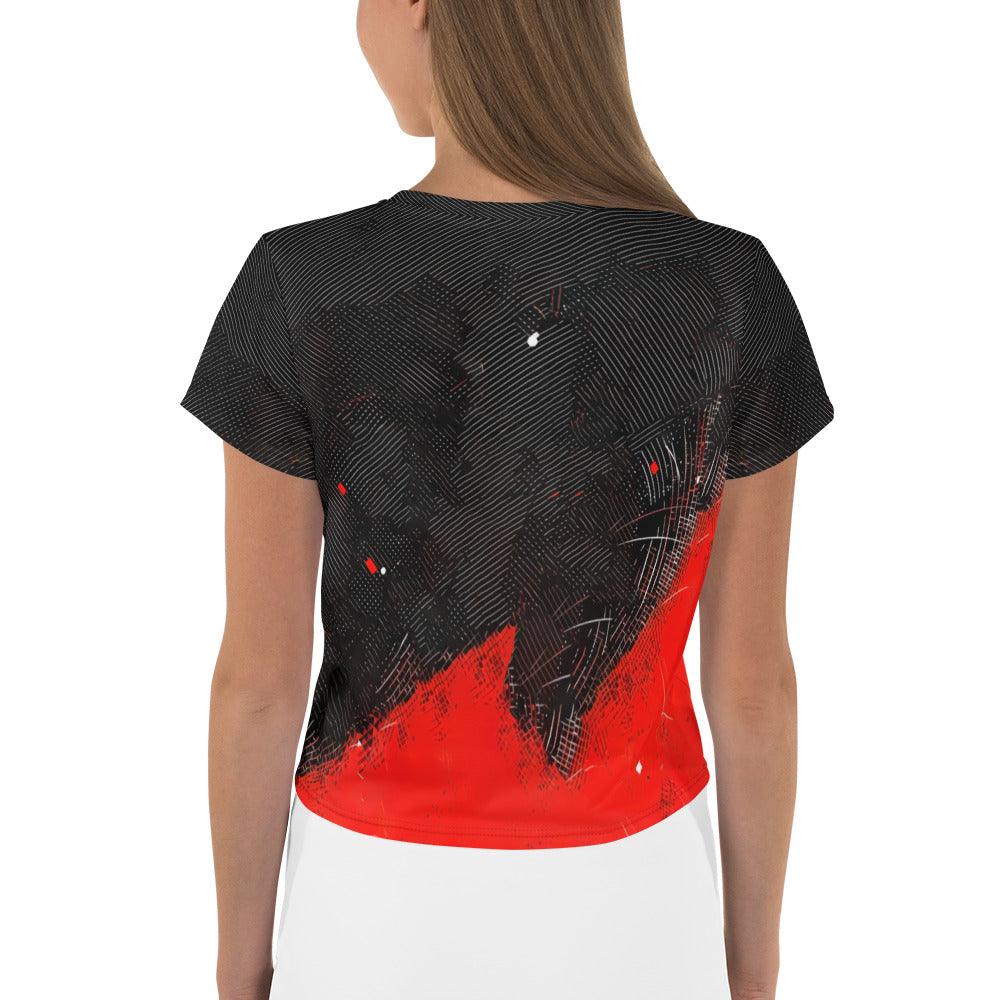 Playful Women's Dance Fashion All-Over Print Crop Tee - Beyond T-shirts