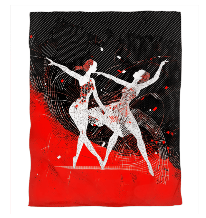 Colorful women's dance-themed duvet cover showcasing vibrant patterns.