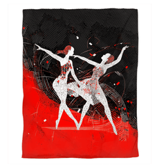 Colorful women's dance-themed duvet cover showcasing vibrant patterns.