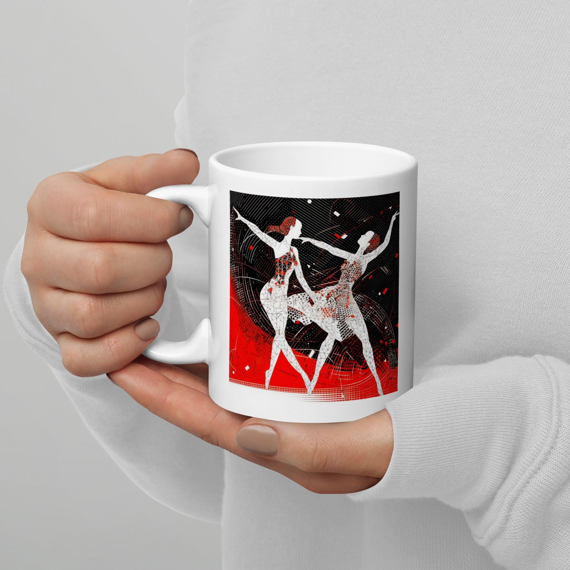 Elegant dance-themed glossy white coffee mug