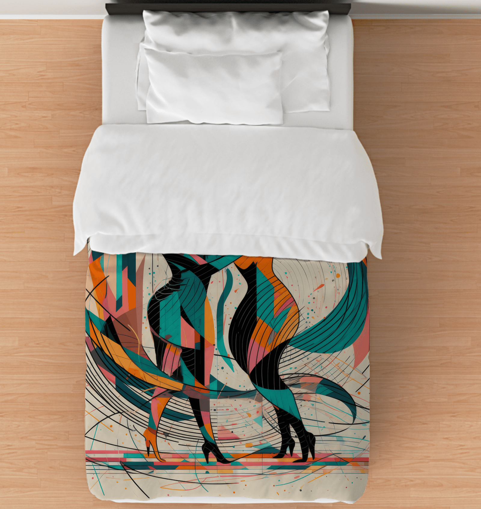 Poetic Balletic Fashion Comforter Twin Size on Bed - Elegant Design