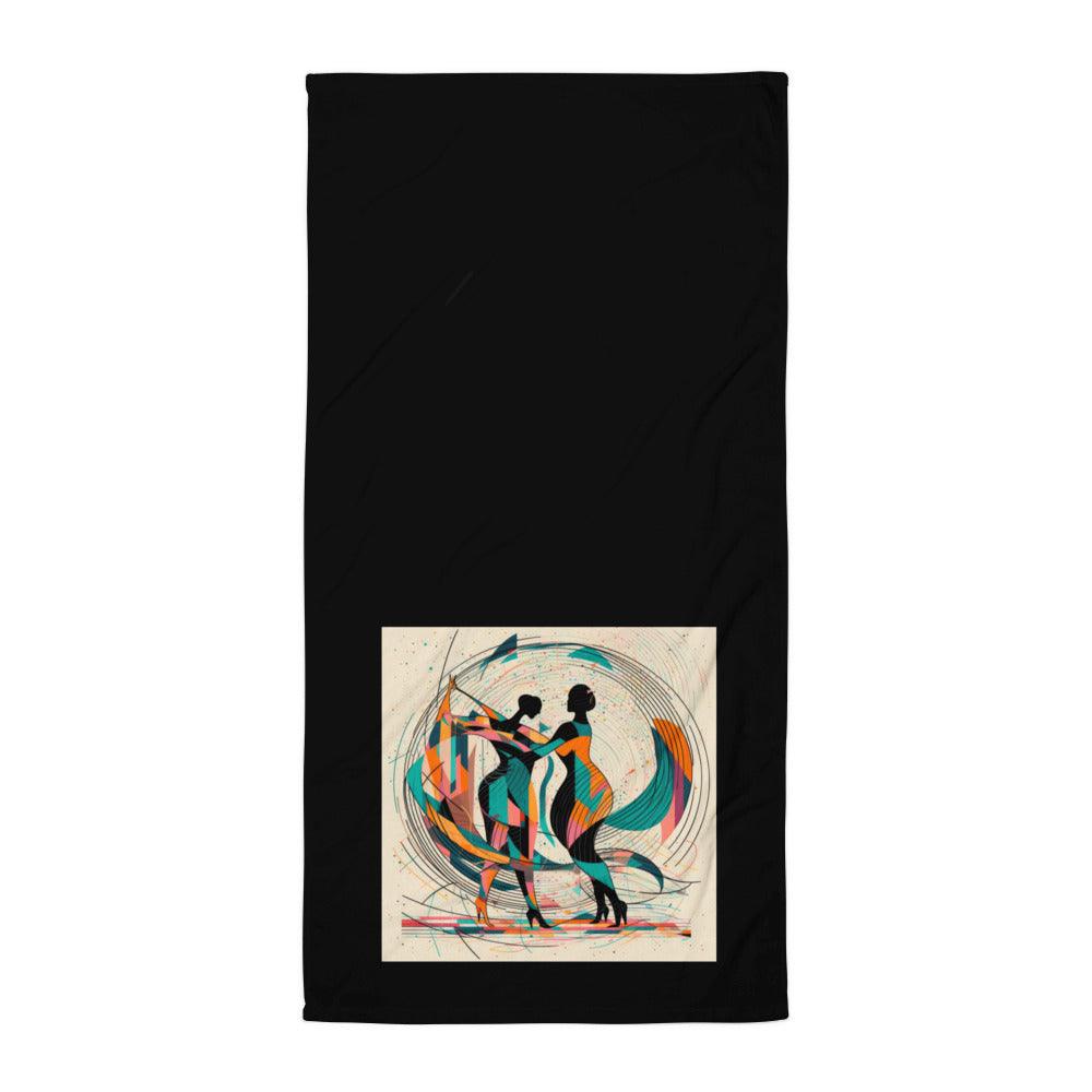 Elegant Poetic Balletic Fashion Towel draped over a luxurious bathroom rack.