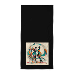 Elegant Poetic Balletic Fashion Towel draped over a luxurious bathroom rack.