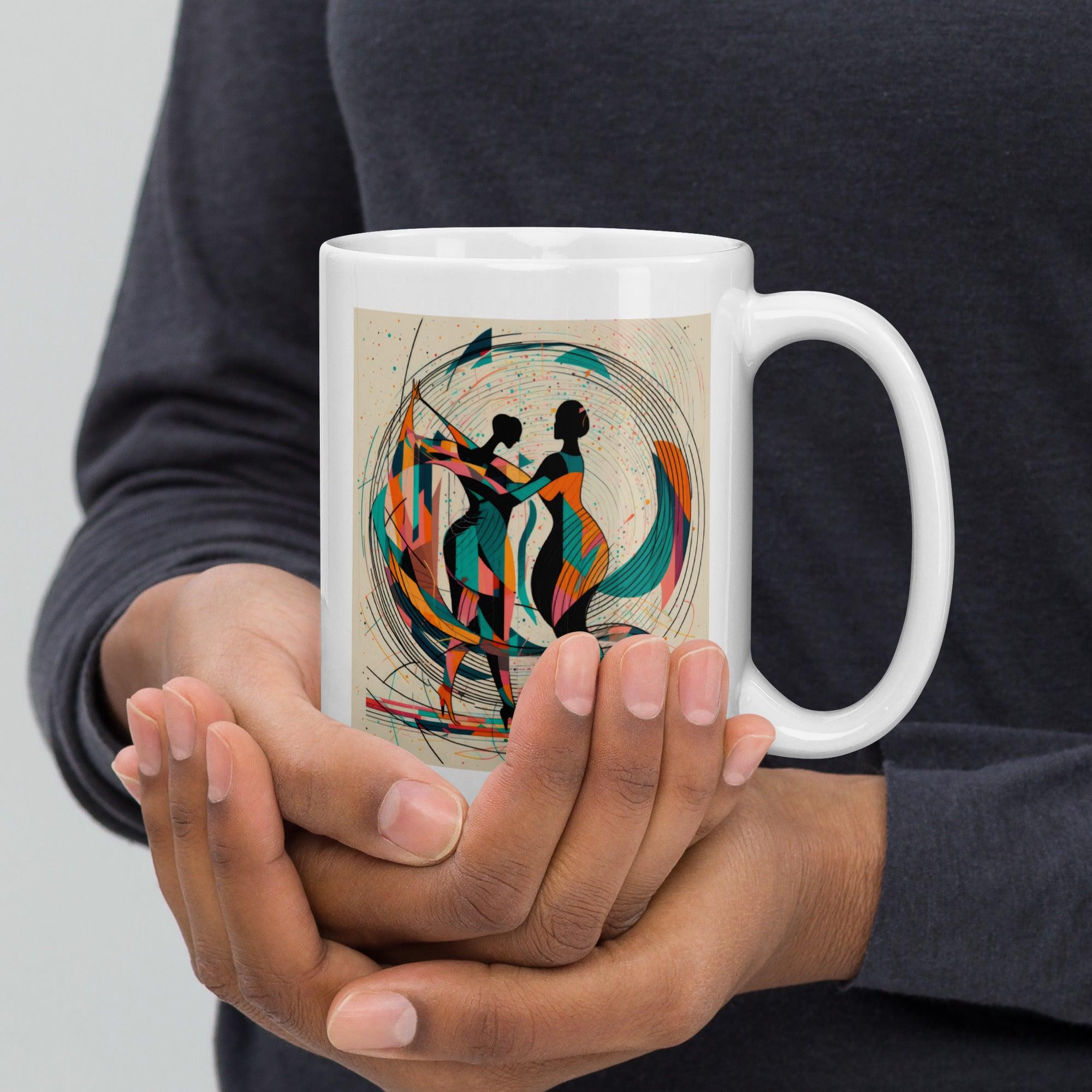 Poetic Balletic Fashion glossy white mug on marble background.